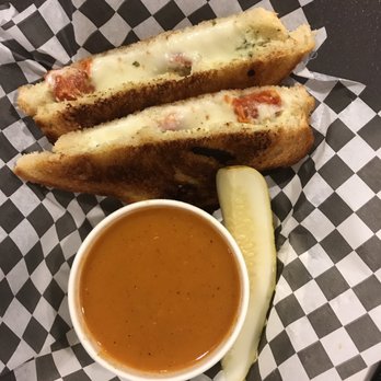 Black Sheep GCB - Mozzarella, sun dried tomatoes, and pesto grilled cheese and tomato soup - Sandwiches Near Me - Anaheim, California