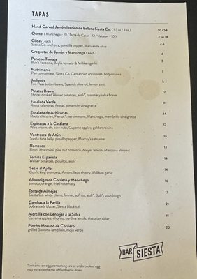 Menu photo 6 Bar Siesta Los Angeles, CA Menu photo 6 Bar Siesta Los Angeles, CA