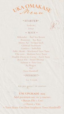 Menu photo 3 Uka Omakase New York, NY