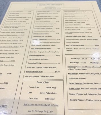 Menu photo 3 Mustang Charlie's Diner Apex, NC