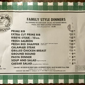 Mac's Old House - Menu. Same items served to your liking. - American Near Me - Antioch, California