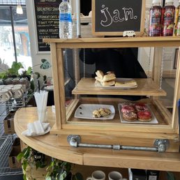 a display of pastries and pastries