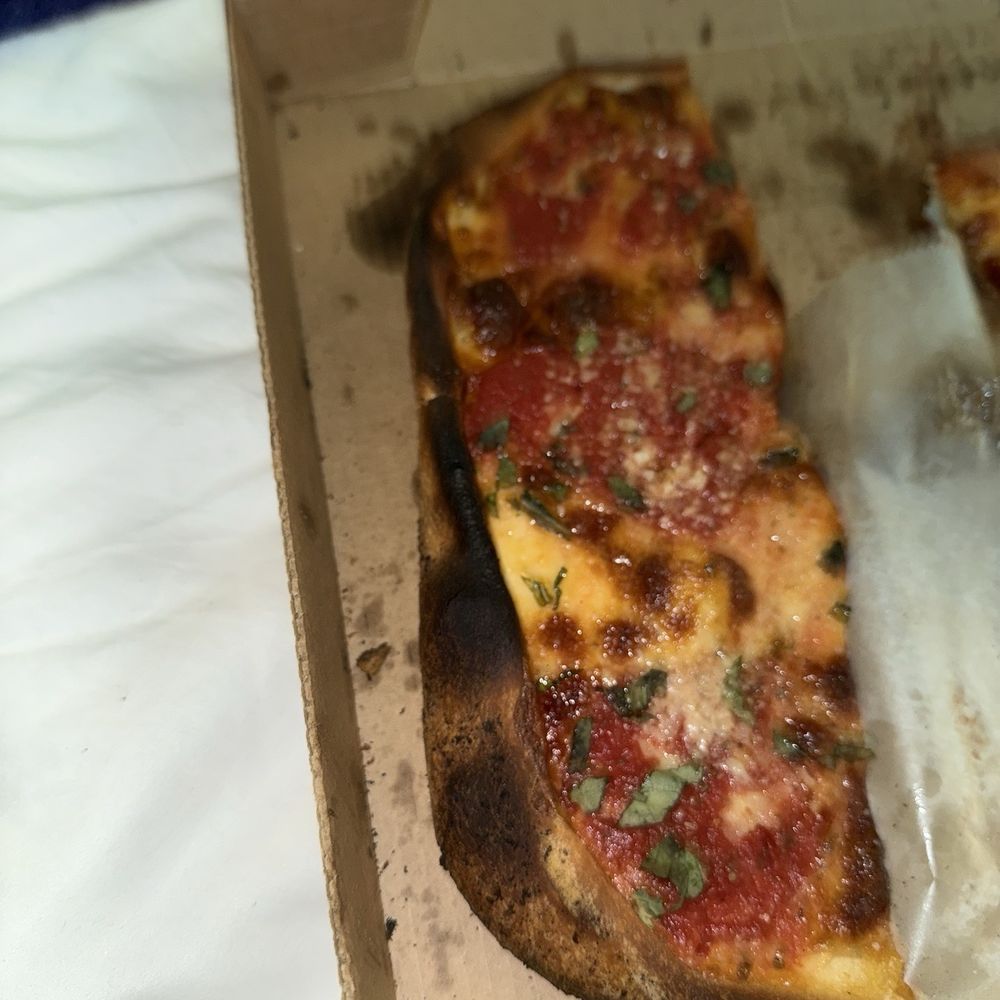 Grandma's pizza was very burned. Grandma's pizza was very burned.