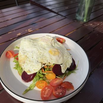 Nature Forward Socal Bistro - Mediterranean bead salad with eggs - French Near Me - San Diego, California
