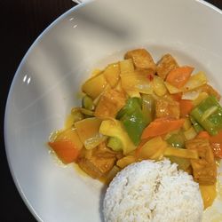 Mango tofu dinner