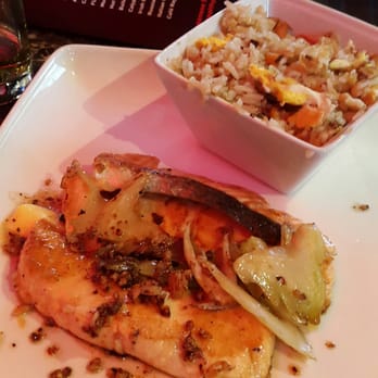 3 Levels Asian Fusion - Salmon in plum teriyaki sauce - Chinese Near Me - Belfast, BFS