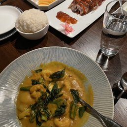 Prawn Curry, Peking Duck w/fixings and side of white rice Prawn Curry, Peking Duck w/fixings and side of white rice