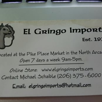 El Gringo Imports - Business card with all the 411 - Pop-up Shops Near Me - Seattle, Washington