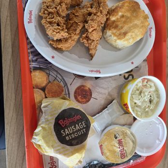 Bojangles - 3 piece tender combo and sausage egg cheese biscuit - Fast Food Near Me - Spring, Texas