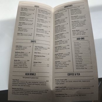 Kale Me Crazy - Inside the menu - Juice Bars & Smoothies Near Me - Atlanta, Georgia