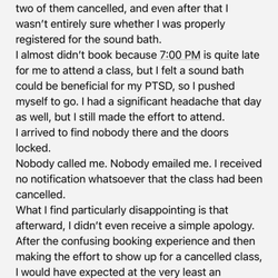 Modo Yoga - This is a copy of the email I sent you last week with no response after no response and the cancellation with no notification