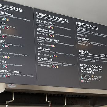 Earthbar - Prices and menu have changed just slightly (taken 10/26) - Juice Bars & Smoothies Near Me - Hawthorne, California