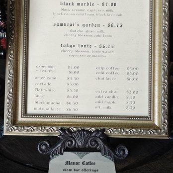 Manor Coffee Bar - Menu sheets - Coffee & Tea Near Me - San Diego, California Manor Coffee Bar - Menu sheets - Coffee & Tea Near Me - San Diego, California