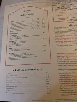 Menu photo 7 Au Pied de Cochon Paris, 75 Menu photo 7 Au Pied de Cochon Paris, 75