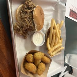 The Pit House Bar & Grill - Pulled Pork, Fries, Mac and Cheese Bites