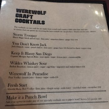Werewolf - Drinks! - Breakfast & Brunch Near Me - San Diego, California