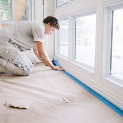 ABE Paint Team - We're meticulous about protecting flooring and furniture. The prep work can't be rushed.