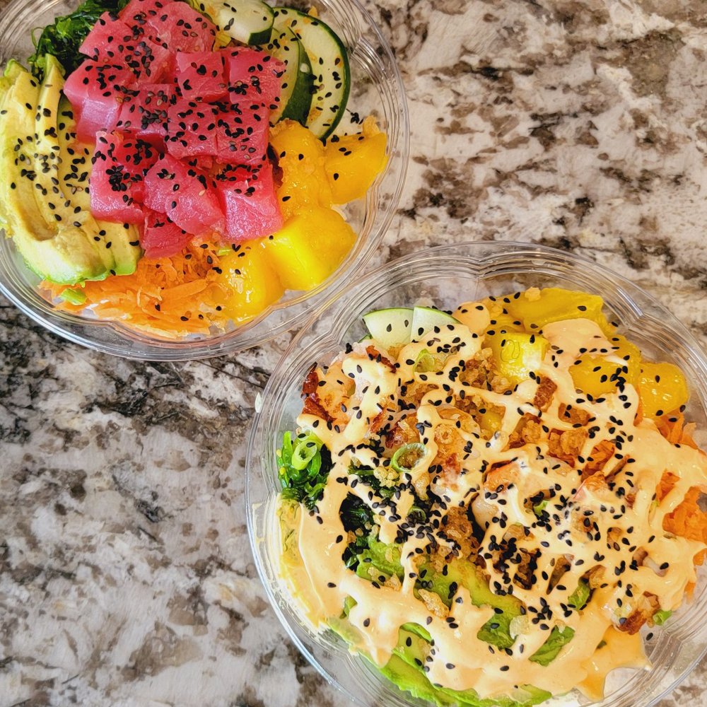 Tuna poke bowl and grilled shrimp poke bowl Tuna poke bowl and grilled shrimp poke bowl