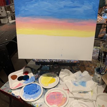 Muse Paintbar - Tribeca - Before pic painting the background. - Paint & Sip Near Me - New York, New York Muse Paintbar - Tribeca - Before pic painting the background. - Paint & Sip Near Me - New York, New York
