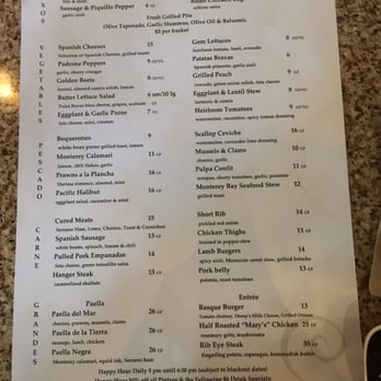 Esteban Restaurant - Menu :) - Spanish Near Me - Monterey, California