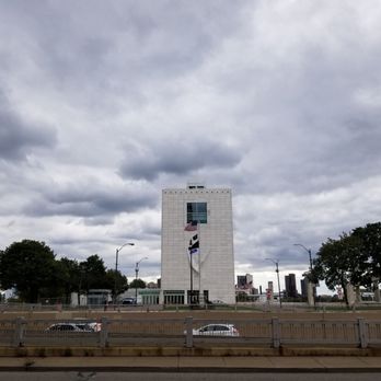 Hart Plaza - a white building with a flag on it - Landmarks & Historical Buildings Near Me - Detroit, Michigan Hart Plaza - a white building with a flag on it - Landmarks & Historical Buildings Near Me - Detroit, Michigan