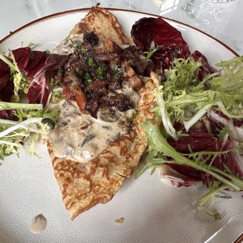 Bar C'est L'eau - Mushroom and leek crepe - added bacon - French Near Me - Tumwater, Washington