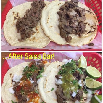 Julia's Taqueria - Barbacoa & Lengua Tacos. Comes plain & u add the fixings at the Salsa Bar. These are big and delicious! - Mexican Near Me - Marietta, Georgia