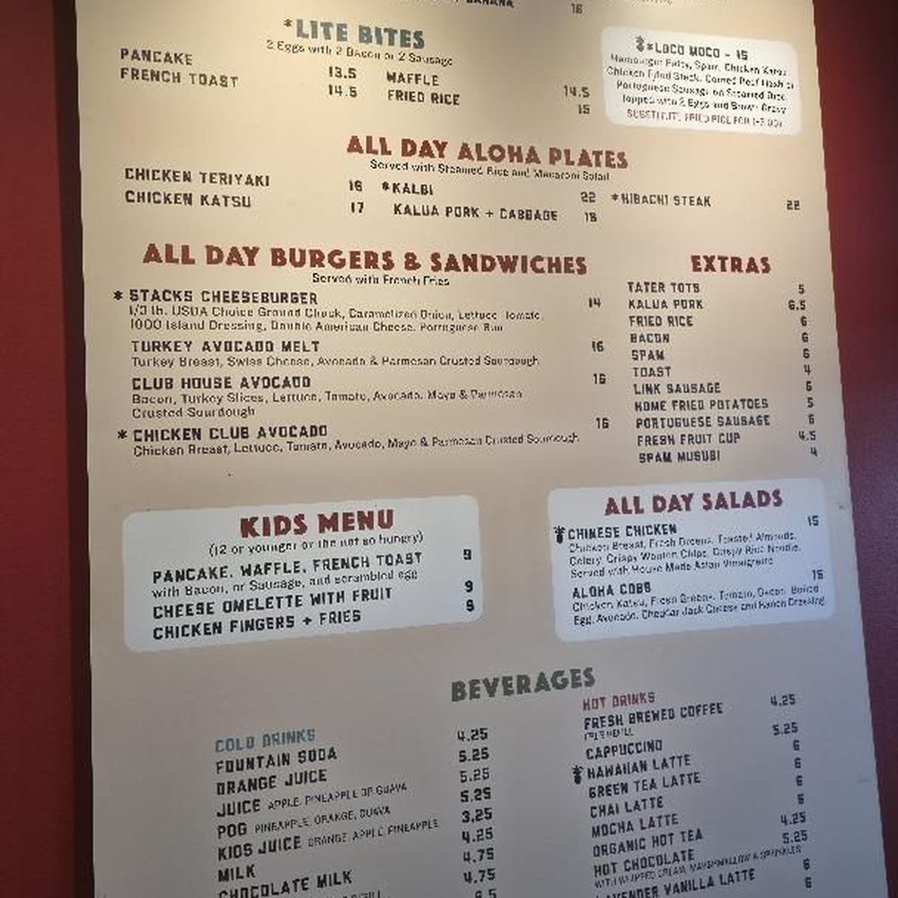 Stacks Pancake House - menu - Breakfast & Brunch Near Me - Dana Point, California Stacks Pancake House - menu - Breakfast & Brunch Near Me - Dana Point, California