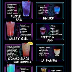 The 80s Bar - Drinks menu (partial)