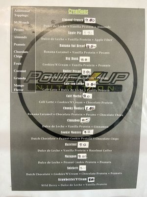 Menu photo 1 Power Up Nutrition Tucson, AZ