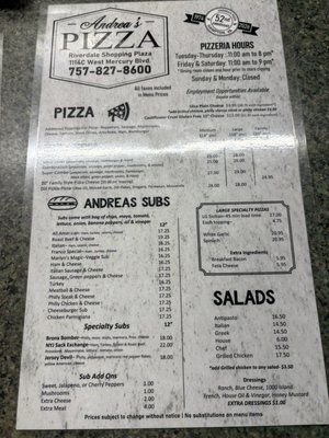 Menu photo 1 Andrea's Pizza Hampton, VA