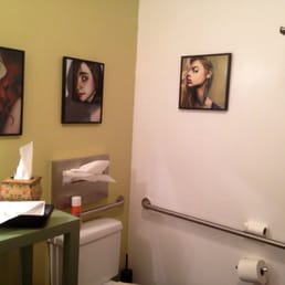 Cute little clean bathroom :) love the artwork Cute little clean bathroom :) love the artwork