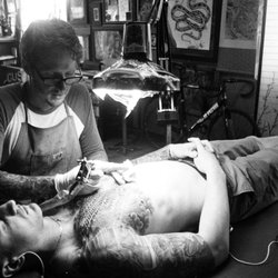 Ishmael Johnson at Scrimshaw Tattoo in Fort Collins, CO