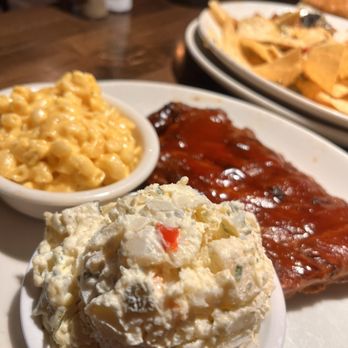 Bobby Q - At Smoked St. Louis Style Ribs Platter. Mac and Cheese and Potato Salad - Barbeque Near Me - Phoenix, Arizona