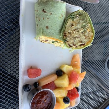 Sheldon's Service Station - Breakfast Burrito with fruit. - Cafes Near Me - La Mesa, California Sheldon's Service Station - Breakfast Burrito with fruit. - Cafes Near Me - La Mesa, California