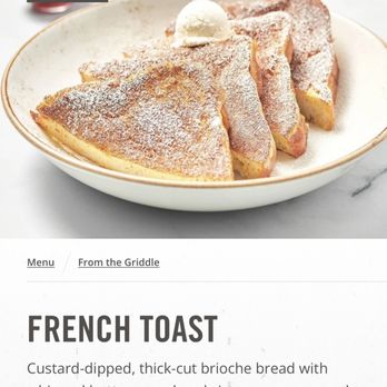 First Watch - What's online for French toast (2) slices cut in half - Breakfast & Brunch Near Me - Augusta, Georgia