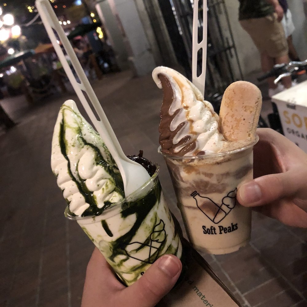 Soft Peaks - Green forest left ($6.25) Gastown right ($6.75) - Ice Cream & Frozen Yogurt Near Me - Vancouver, British Columbia Soft Peaks - Green forest left ($6.25) Gastown right ($6.75) - Ice Cream & Frozen Yogurt Near Me - Vancouver, British Columbia