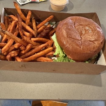 Stacked Bar and Grill - Hamburger and sweet potatoes fries. - Bars Near Me - Kingsburg, California Stacked Bar and Grill - Hamburger and sweet potatoes fries. - Bars Near Me - Kingsburg, California