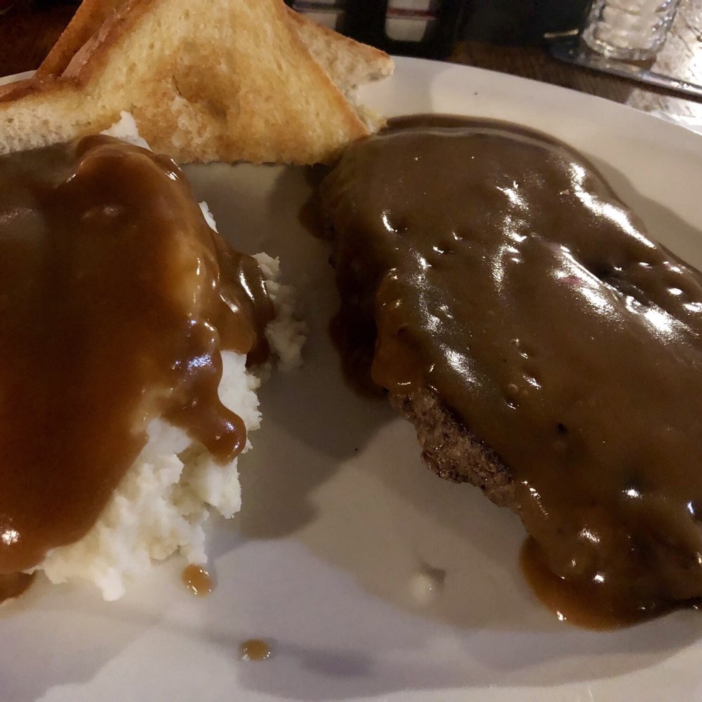 Tin Lizzie Cafe - Hamburger steak with mashed potatoes - Southern Near Me - West Point, Mississippi Tin Lizzie Cafe - Hamburger steak with mashed potatoes - Southern Near Me - West Point, Mississippi