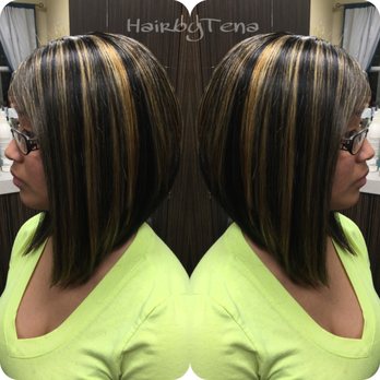 Gave My Client Some Lowlights With A Long Swing Bob Style Yelp