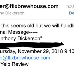 Bad customer service response from a Yelp Review.. Bad customer service response from a Yelp Review..