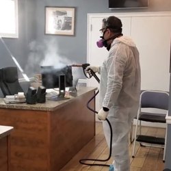Executive Cleaners - Office disinfecting using a fogger. Sanitize and disinfect all surfaces.