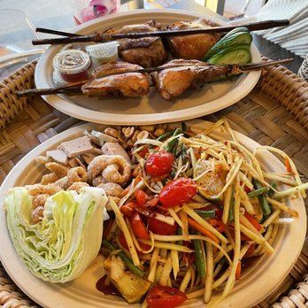 Nok’s Kitchen - Papaya Salad and Chicken Thigh Skewers - Laotian Near Me - Westminster, California Nok’s Kitchen - Papaya Salad and Chicken Thigh Skewers - Laotian Near Me - Westminster, California