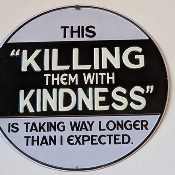 Doug's Diner - Humorous sign near our table - Breakfast & Brunch Near Me - Loveland, Colorado