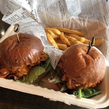 Kinyobi - The spicy pork sliders with fries. - Korean Near Me - Hackensack, New Jersey