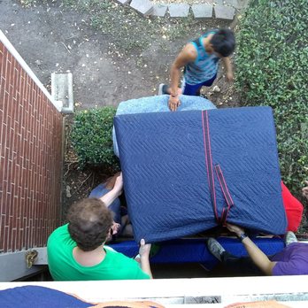 Army Guys Moving - Hoisting a customers couch to 2nd floor, wouldn't fit through front door. A perfect ending. - Movers Near Me