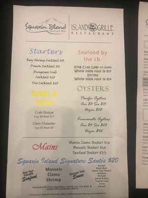 Menu photo 7 Squaxin Island Seafood Bar Shelton, WA