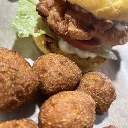 Chubbys Neighborhood Cafe - Mini chicken sandwich with hush puppies