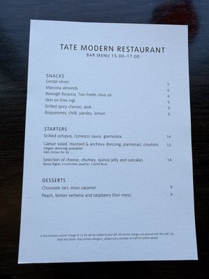 Menu photo 1 Tate Modern Restaurant London, XGL Menu photo 1 Tate Modern Restaurant London, XGL