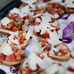 BB's Catering - Tomato, Basil & Garlic Bruschetta with shaved parmesan
